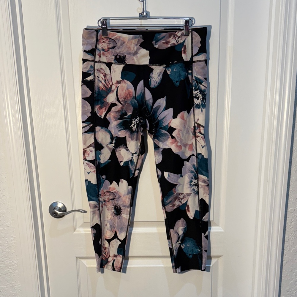 Calvin Klein Performance Black and Pink Floral Women’s Leggings Wick Size XXL